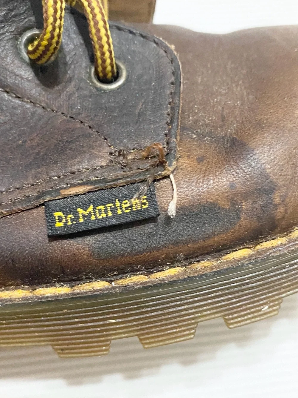 Vintage Dr Martens Made In England Kid's Brown Leather Lace Up Boots